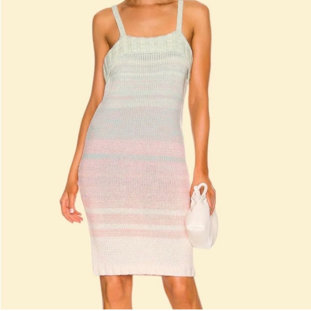 REVOLVE Pastel Stripe Knit Midi Dress - Mint, Pink, Cream